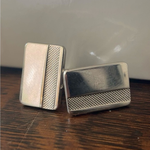 Silver plated Rectangular Cuff links - Picture 1 of 3